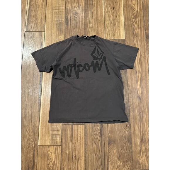 Y2K Volcom Mens L Graphic Short Sleeve T-shirt Gray Spell Out Skater Thrashed - Picture 1 of 6